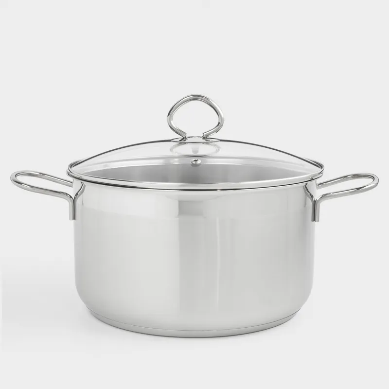 Кастрюля, 24 см, 6 л, с крышкой, сталь/стекло, Egoist lite