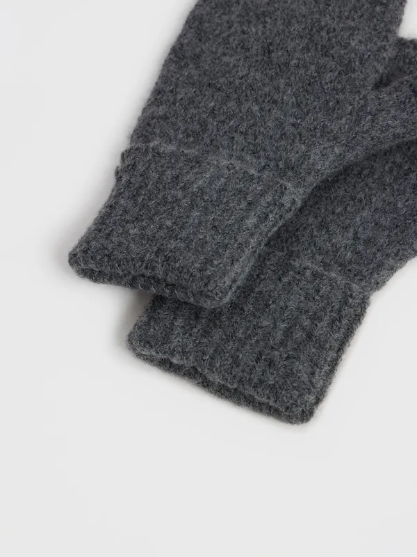 Митенки женские, единый размер, акрил/полиэстер, серые, Knitting fuzz, image-2