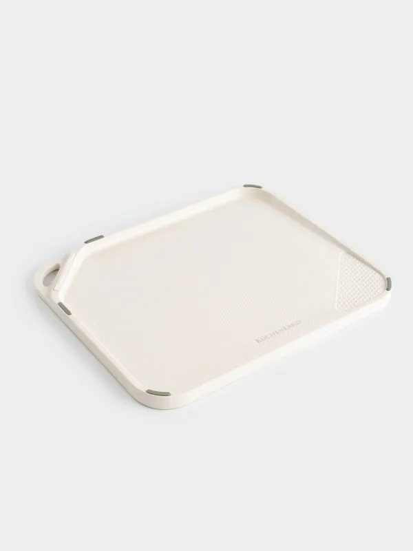 Доска разделочная, 28х23 см, с точилом/теркой для чеснока, пластик, бежевая, Soft kitchen, image-2