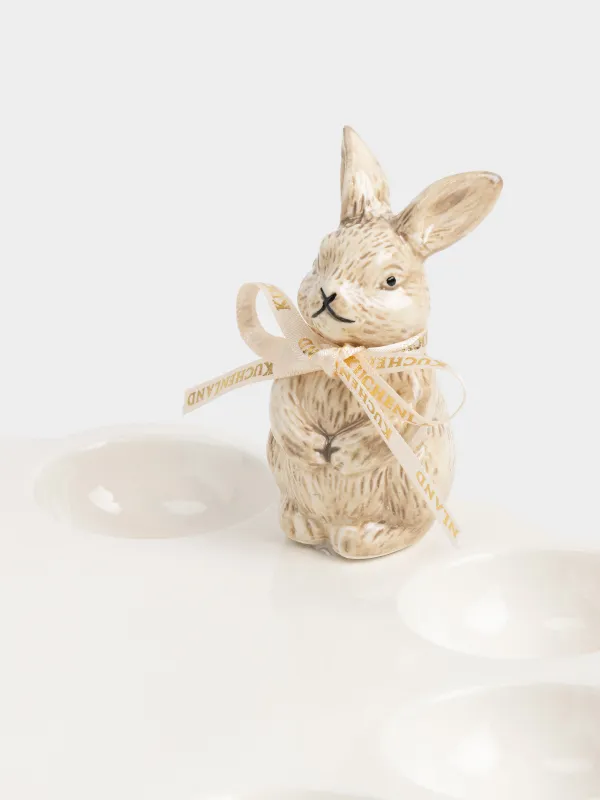 Блюдо пасхальное, 21x20х9 см, 8 отд, фарфор P/керамика, бело-бежевое, Кролик, Natural Easter, image-2