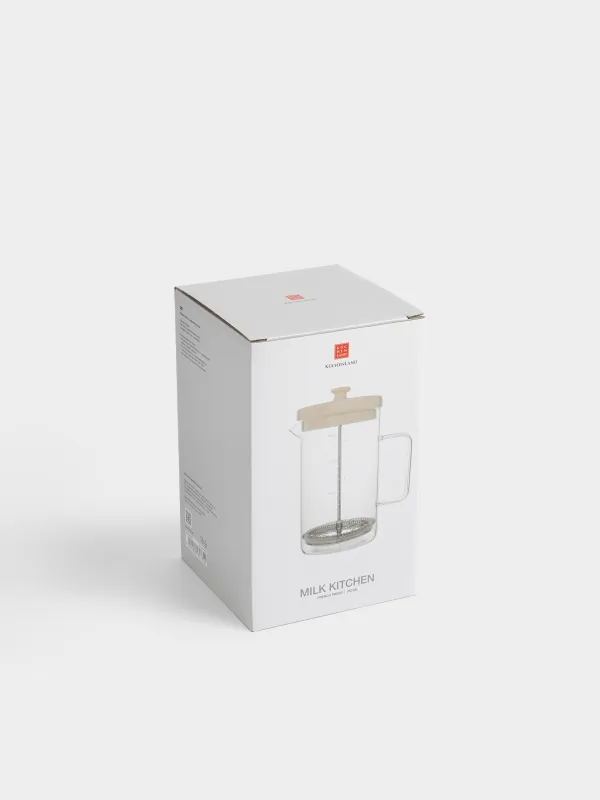 Френч-пресс, 950 мл, с мерной шкалой, стекло Б/сталь/керамика, молочный, Milk kitchen, image-5