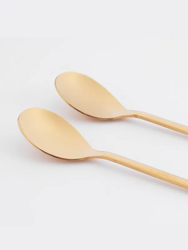 Ложка десертная, 14 см, 2 шт, сталь, золотистая, Цветок, Bloome, image-2