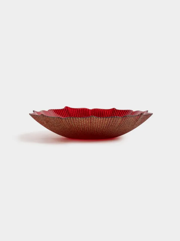 Блюдо глубокое, 20х5 см, стекло, красное, Ribby color, image-0