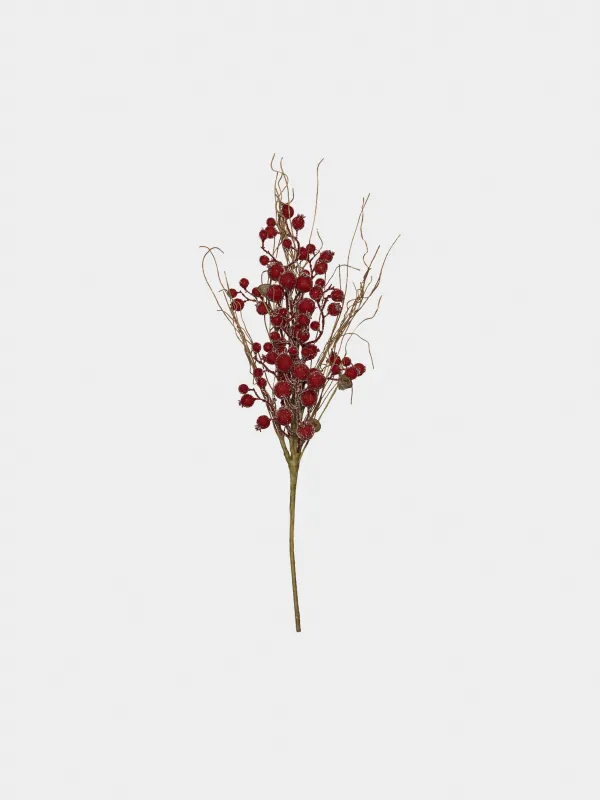 Ветка декоративная, 60 см, Заснеженные красные ягоды, Red berry, image-0