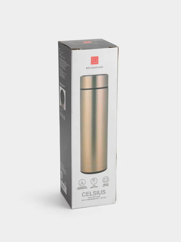 Термос, 500 мл, с термометром, сталь/пластик, золотистый, Celsius, image-5