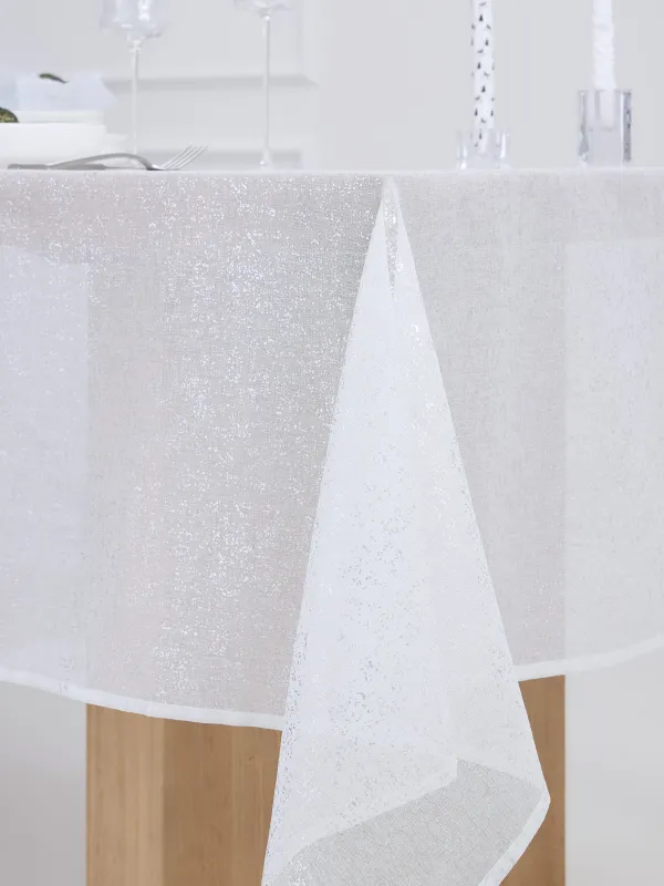 Скатерть, 160х160 см, полиэстер, белая, Серебристые брызги, Heaven silver, image-3