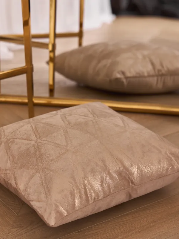 Подушка декоративная, 45х45 см, вельвет, бежевая, Золотистое напыление, Abstract, image-5