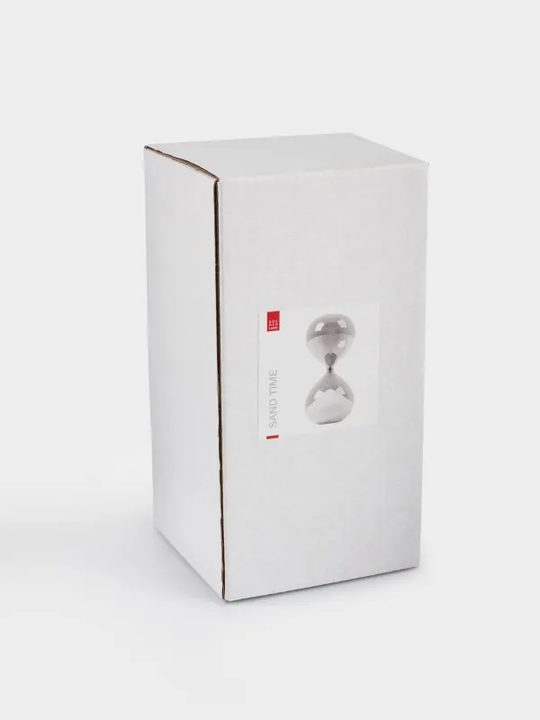 Часы песочные, 15 см, 15 минут, с блестками внутри, стекло/песок, серые, Sand time, image-2