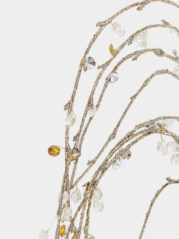 Ветка декоративная, 72 см, Серебристо-золотистые кристаллы, Crystal decor, image-3