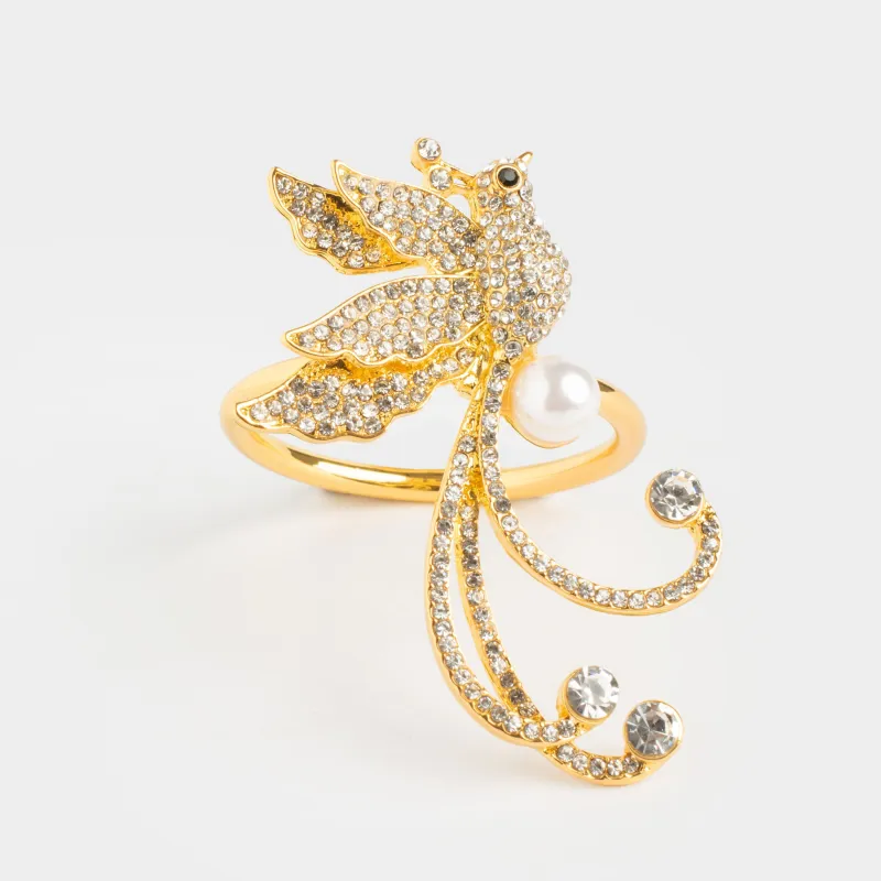 Кольцо для салфеток, 6 см, металл, золотистое, Птица и жемчужина, Paradise birds, image-2