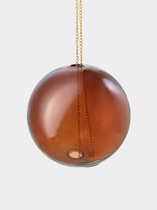 Игрушка елочная, 8х23 см, стекло/металл, коричневая, Шар на цепи, Ball christmas, image-0