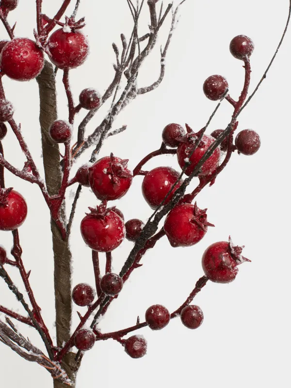 Ветка декоративная, 56 см, Красные ягоды в снегу, Red berry, image-1