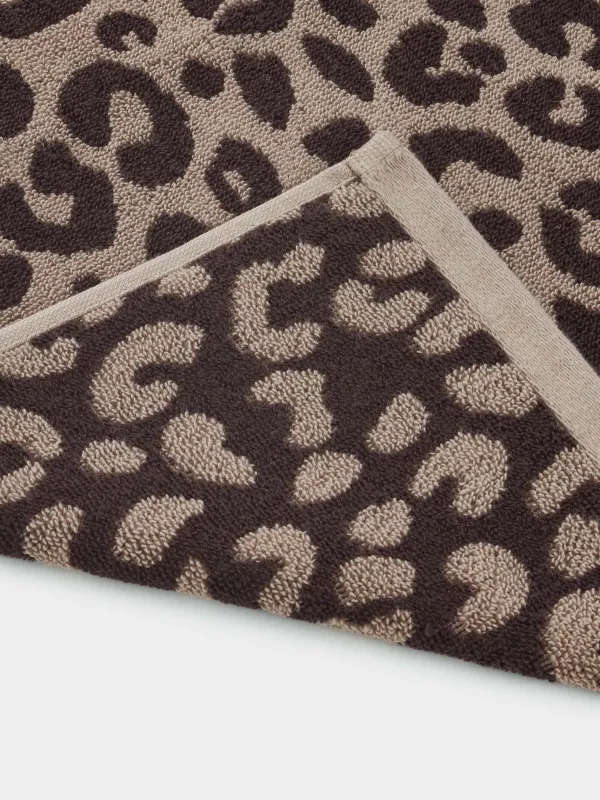 Полотенце, 70х140 см, хлопок, коричневое, Леопардовый принт, Leopard cotton, image-3