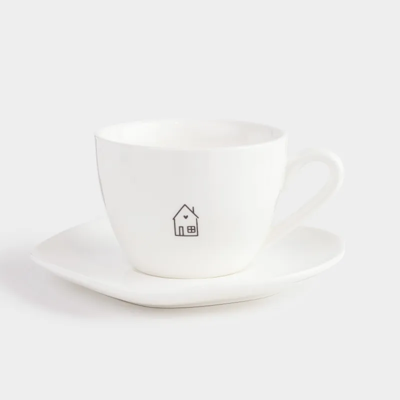 Пара чайная, 1 перс, 2 пр, 200 мл, фарфор P, белая, Дом, Amour