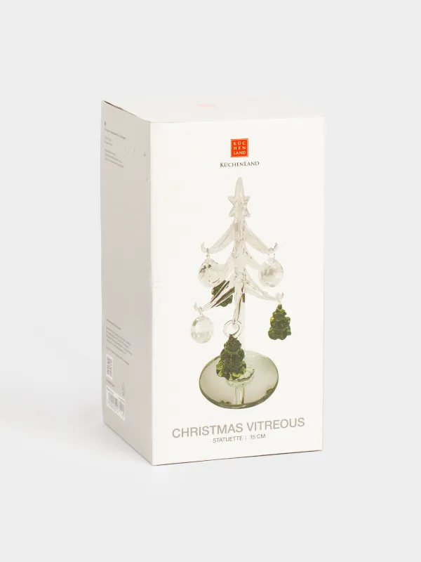 Статуэтка, 15 см, с подвесками, стекло, серебристая, Ель с игрушками, Christmas vitreous, image-4