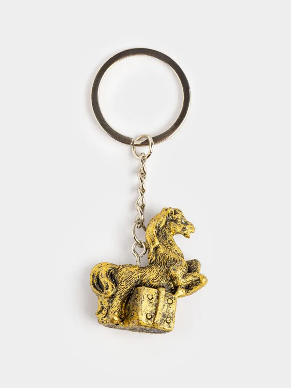 Брелок, 4 см, полирезин/металл, бронзовый, Лошадь с подарком, Horse bronze, image-2