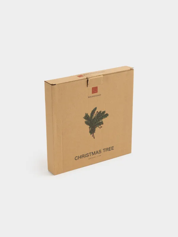 Тарелка закусочная, 21 см, керамика D, Еловая ветка с бантом, Сhristmas tree, image-5