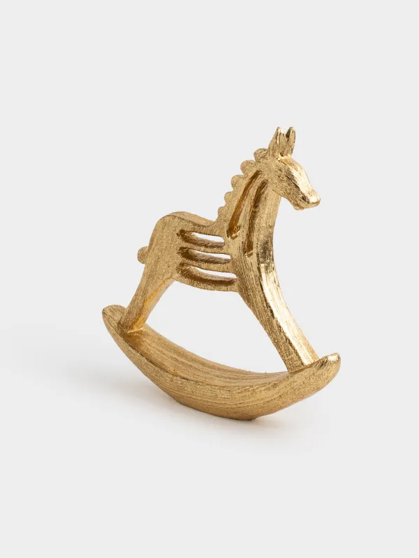 Статуэтка, 26 см, полирезин, золотистая, Лошадка-качалка, Horse gold, image-2