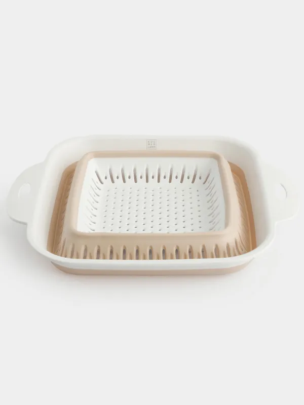 Дуршлаг, 22х22 см, складной, пластик/резина, квадратный, бежевый, Foldaway, image-4
