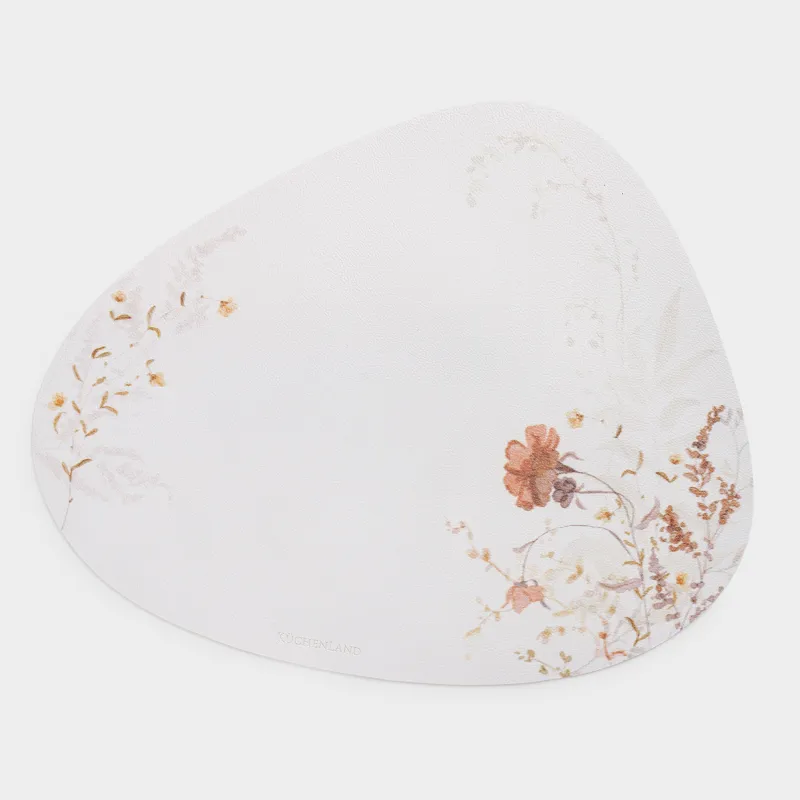 Салфетка под приборы, 37х45 см, ПВХ, фигурная, молочная, Полевые цветы, Rock print