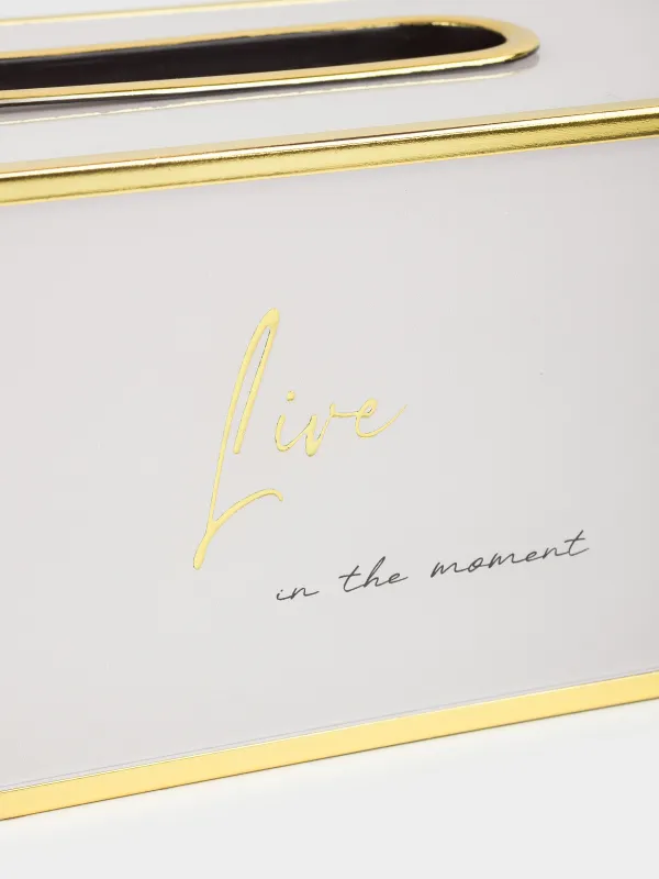 Бокс для бумажных салфеток, 24х13 см, пластик/стекло, молочно-золотистый, Live, Fardella, image-4