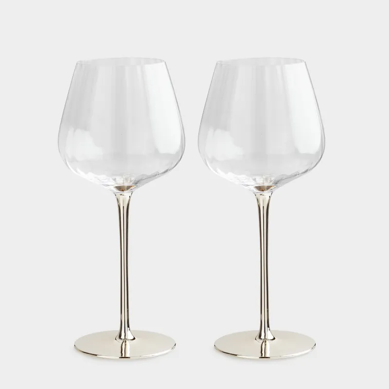 Бокал для красного вина, 570 мл, 2 шт, стекло, золотистая ножка, Glyfada