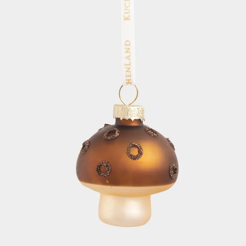 Игрушка елочная, 4 см, стекло, с блестками, коричневая, Грибочек, Figure christmas