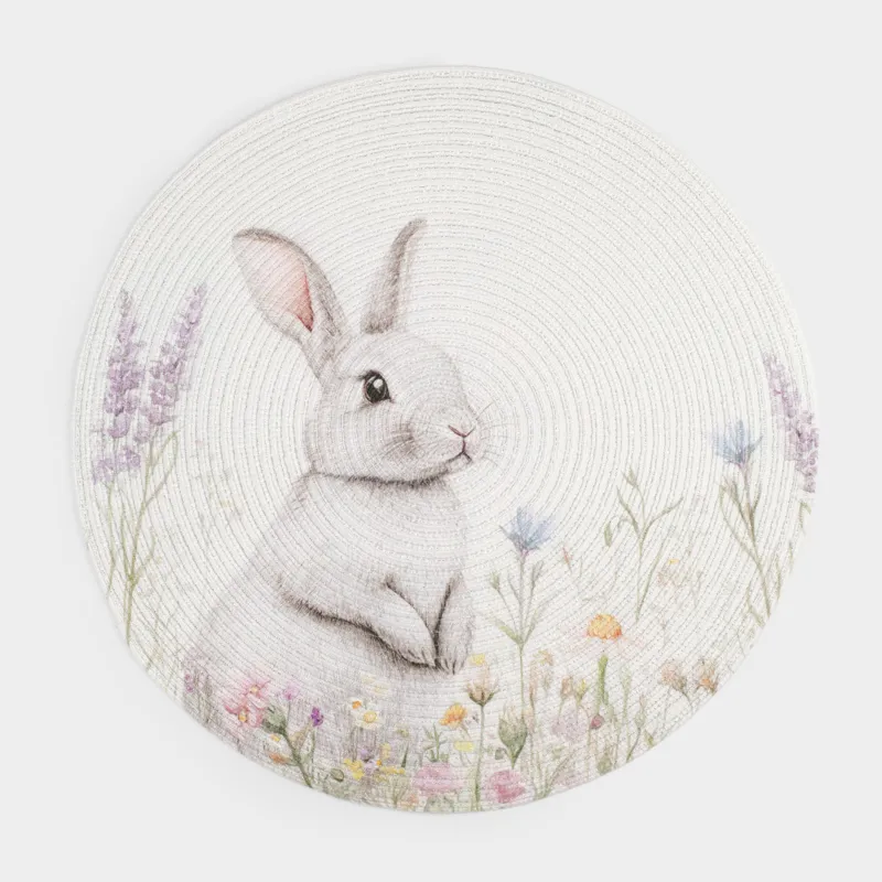 Салфетка под приборы, 38 см, Кролик в цветах, Rotary print