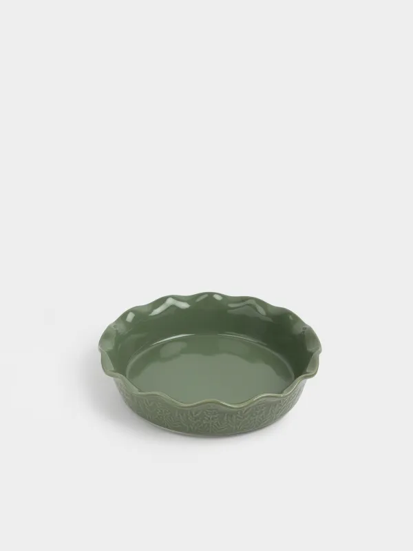 Форма для запекания, 28 см, керамика, круглая, зеленая, Ветви, Forest ode, image-1