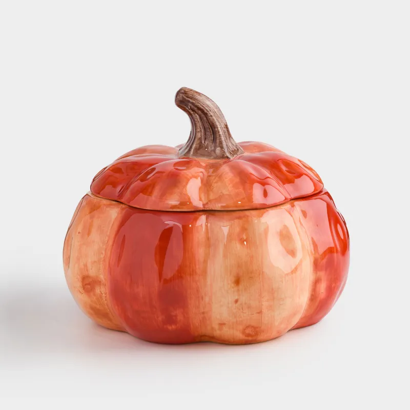 Емкость для хранения, 22х19 см, 2,5 л, керамика, оранжевая, Тыква, Forest symphony