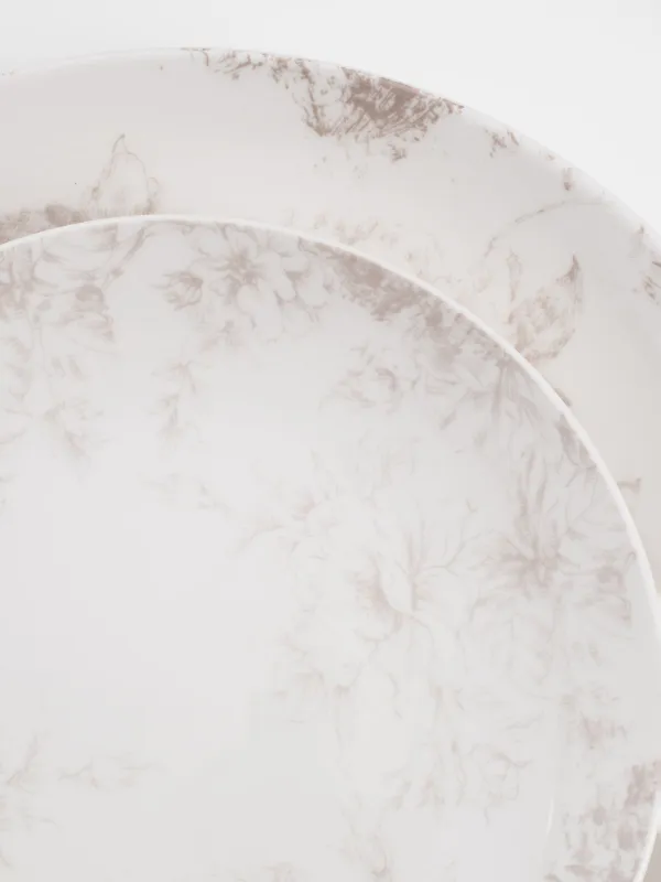 Сервиз обеденный, 6 перс, 18 пр, фарфор P, белый, Бежевые цветы, Maleo, image-6