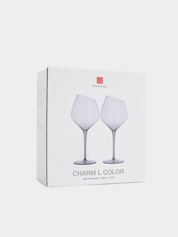 Бокал для красного вина, 560 мл, 2 шт, кристальное стекло, серый, Charm L Color, image-4
