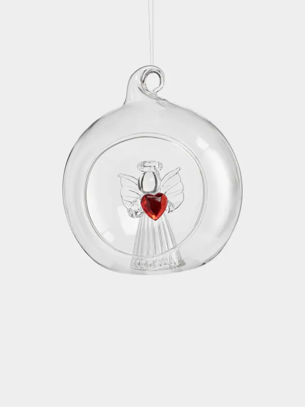 Игрушка елочная, 8 см, Шар с ангелом внутри, Angel figurine, image-1