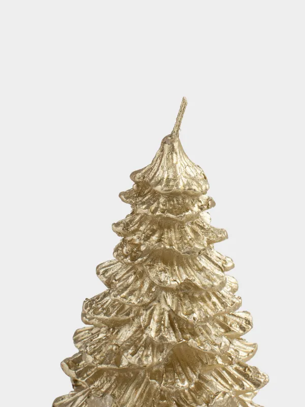 Свеча, 7x12 см, с блестками, золотистая, Елка, Fir candle, image-2