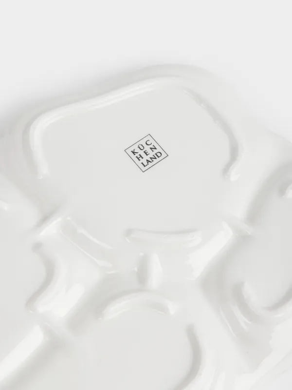 Менажница, 23х18 см, 4 отд, керамика D, бело-черная, Снеки, Crumple print, image-6