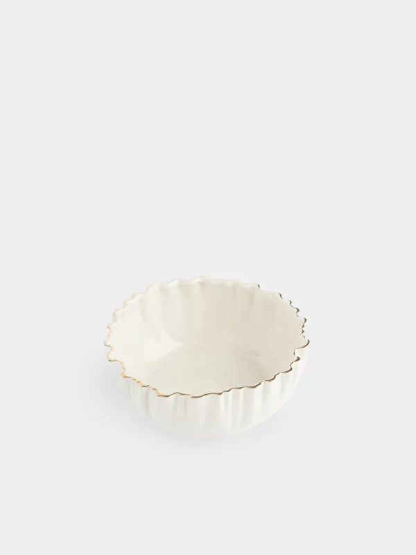 Салатник, 19х8 см, Мятый эффект, Crumple gold, image-1