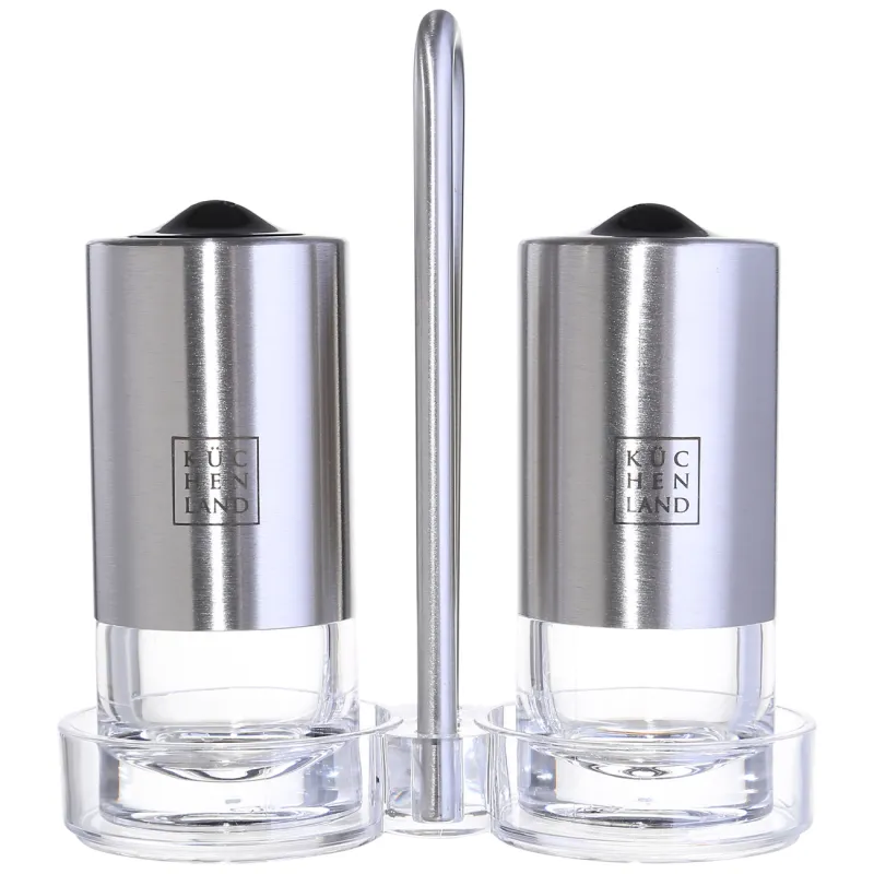 Набор для соли и перца, 13 см, на подставке, акрил/сталь, Classic