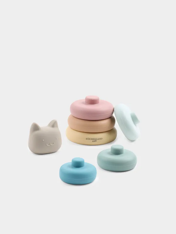 Игрушка развивающая, 16 см, Пирамидка кот, Kiddy, image-1