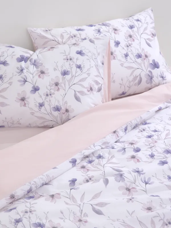 Постельное белье, евро, сатин, Лиловые цветы, Satin, image-1