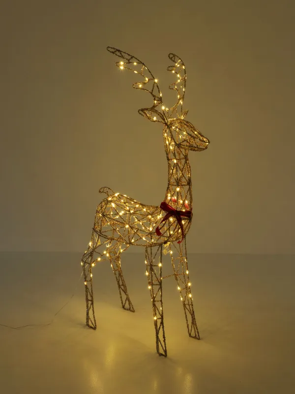 Статуэтка с подсветкой, 78х154 см, металл/пластик, золотистая, Олень, Deer sparks, image-5