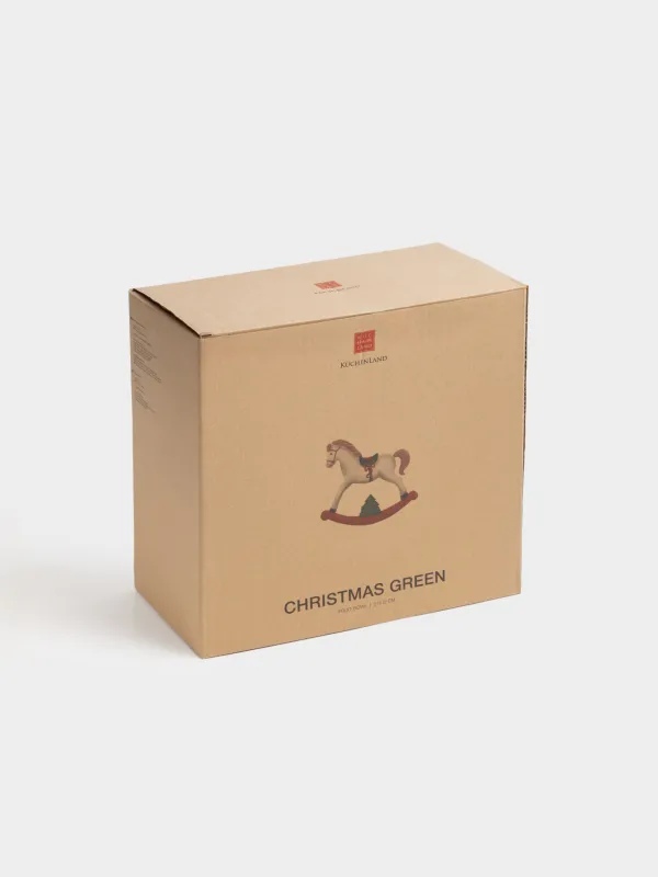 Ваза для фруктов, 27x12 см, на ножке, керамика, Лошадка, Сhristmas green, image-6