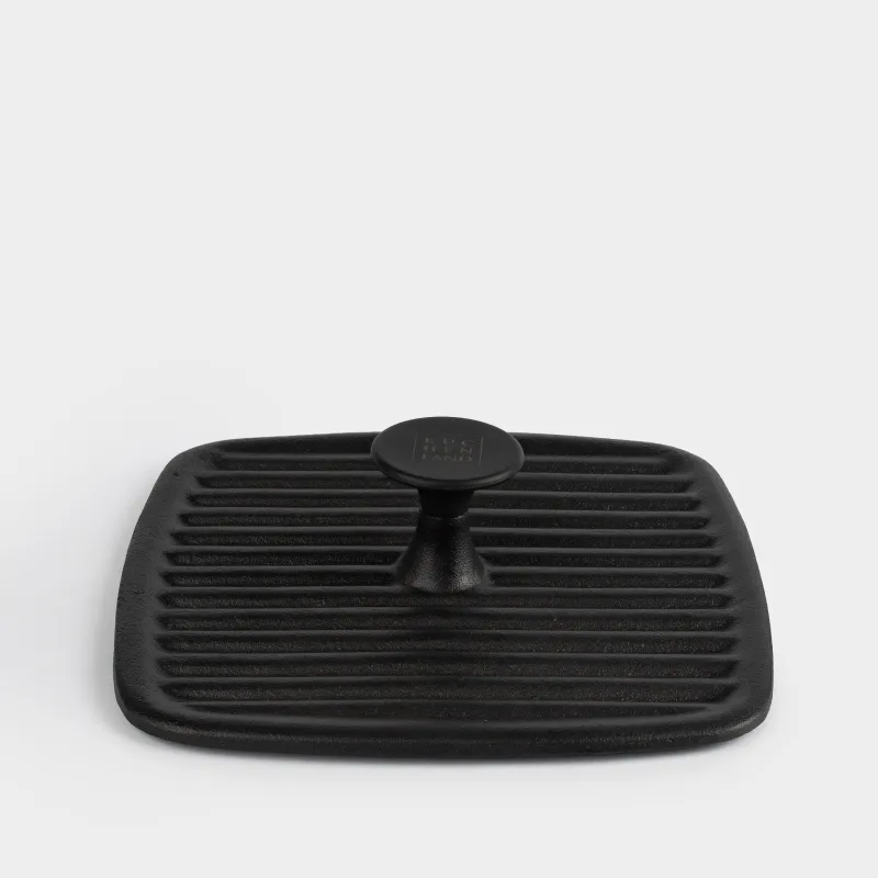 Крышка-пресс для гриля, 23 см, чугун, квадратная, черная, Authentic