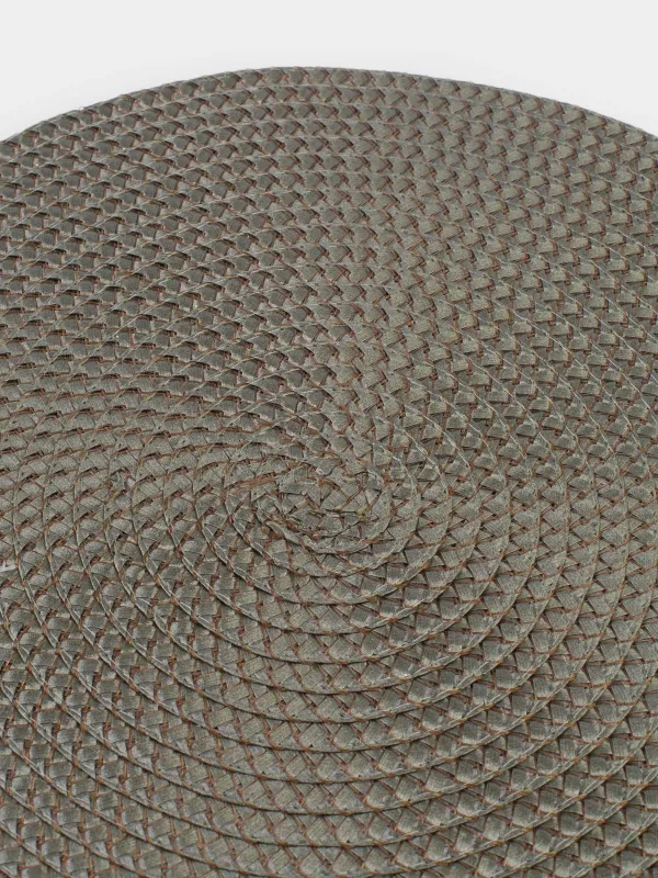 Салфетка под приборы, 38 см, полипропилен/ПЭТ, круглая, темно-зеленая, Circle braid, image-2