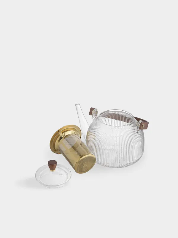 Чайник заварочный, стекло Б/сталь, золотистый, Ribby gold, image-4
