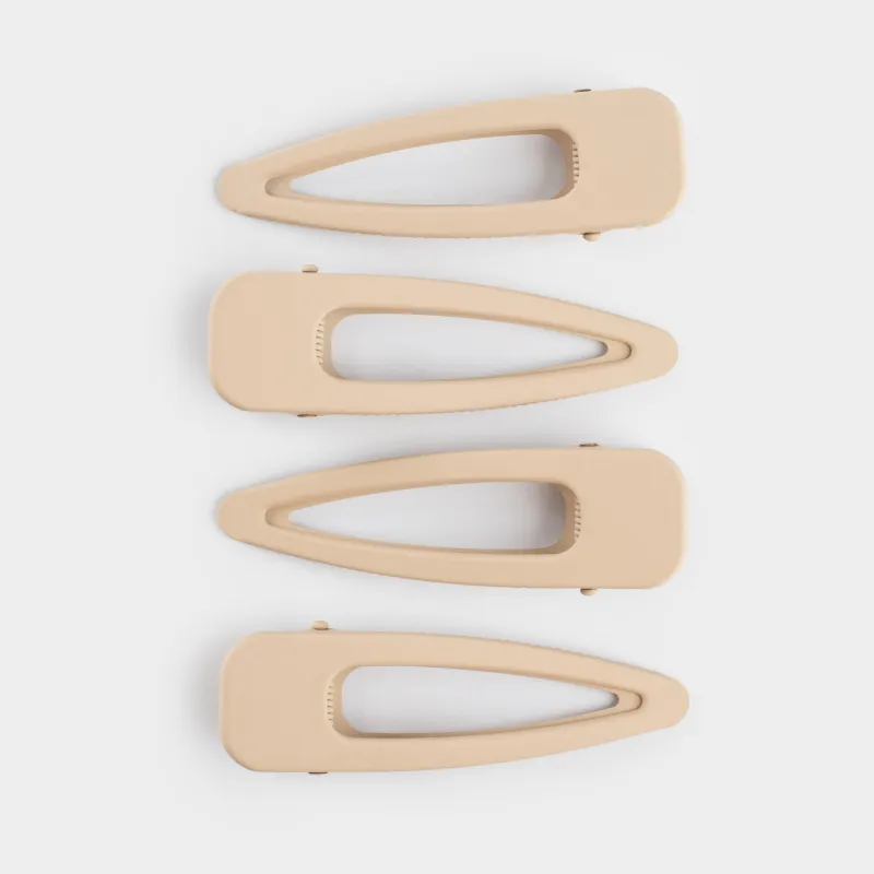 Заколка для волос, 8 см, 4 шт, металл, бежевая, Basic