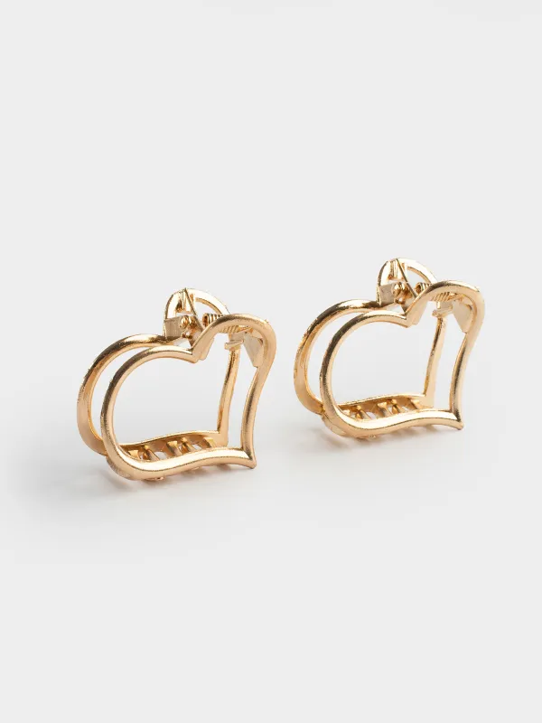 Заколка для волос, 2 см, 2 шт, металл, золотистая, Сердце, Fantastic gold, image-0