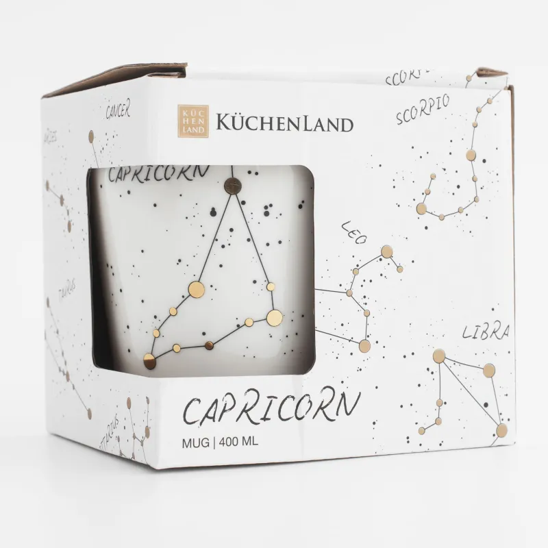 Кружка, 400 мл, фарфор N, молочно-золотистая, Козерог, Zodiac, image-5