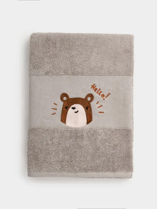 Полотенце детское, 70х120 см, хлопок, песочное, Мишка, Bear, image-0