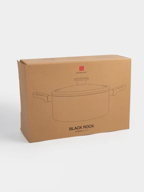 Кастрюля, 24 см, 4,7 л, с крышкой, с покрытием, алюминий, черная, Black rock, image-4