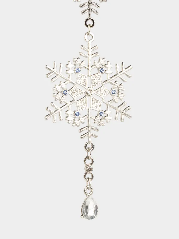 Игрушка елочная, 8 см, металл/стразы, серебристая, Снежинки, Figure christmas, image-1